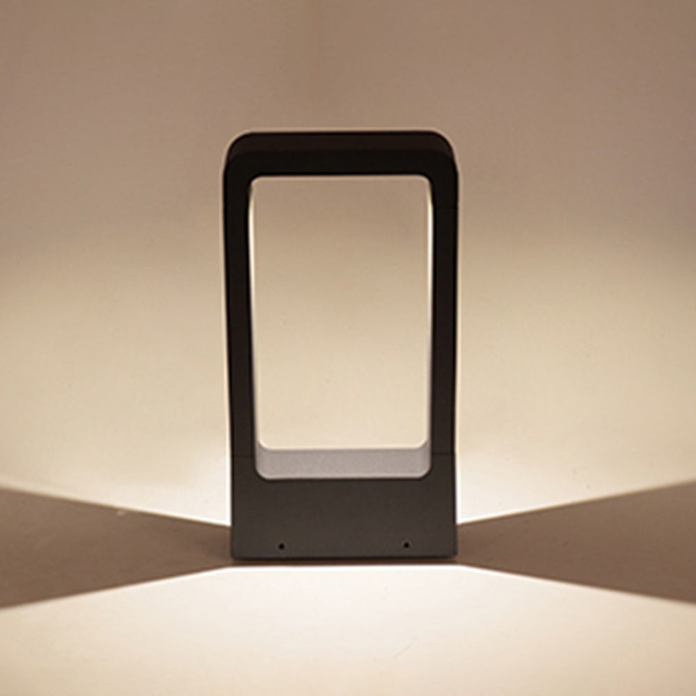 Ray Modern Metal Hollow Rectangle Outdoor Path Light, Black