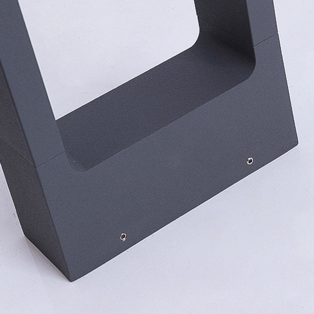 Ray Modern Metal Hollow Rectangle Outdoor Path Light, Black
