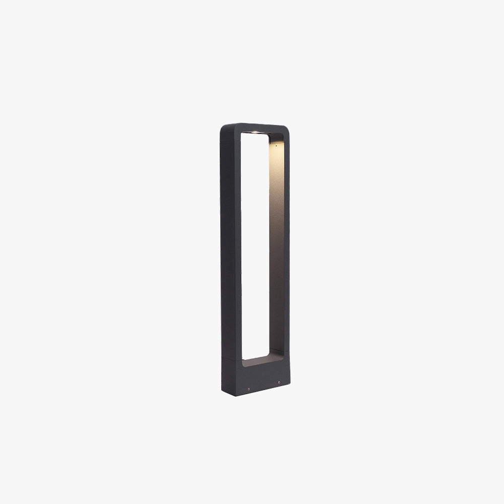 Ray Modern Metal Hollow Rectangle Outdoor Path Light, Black
