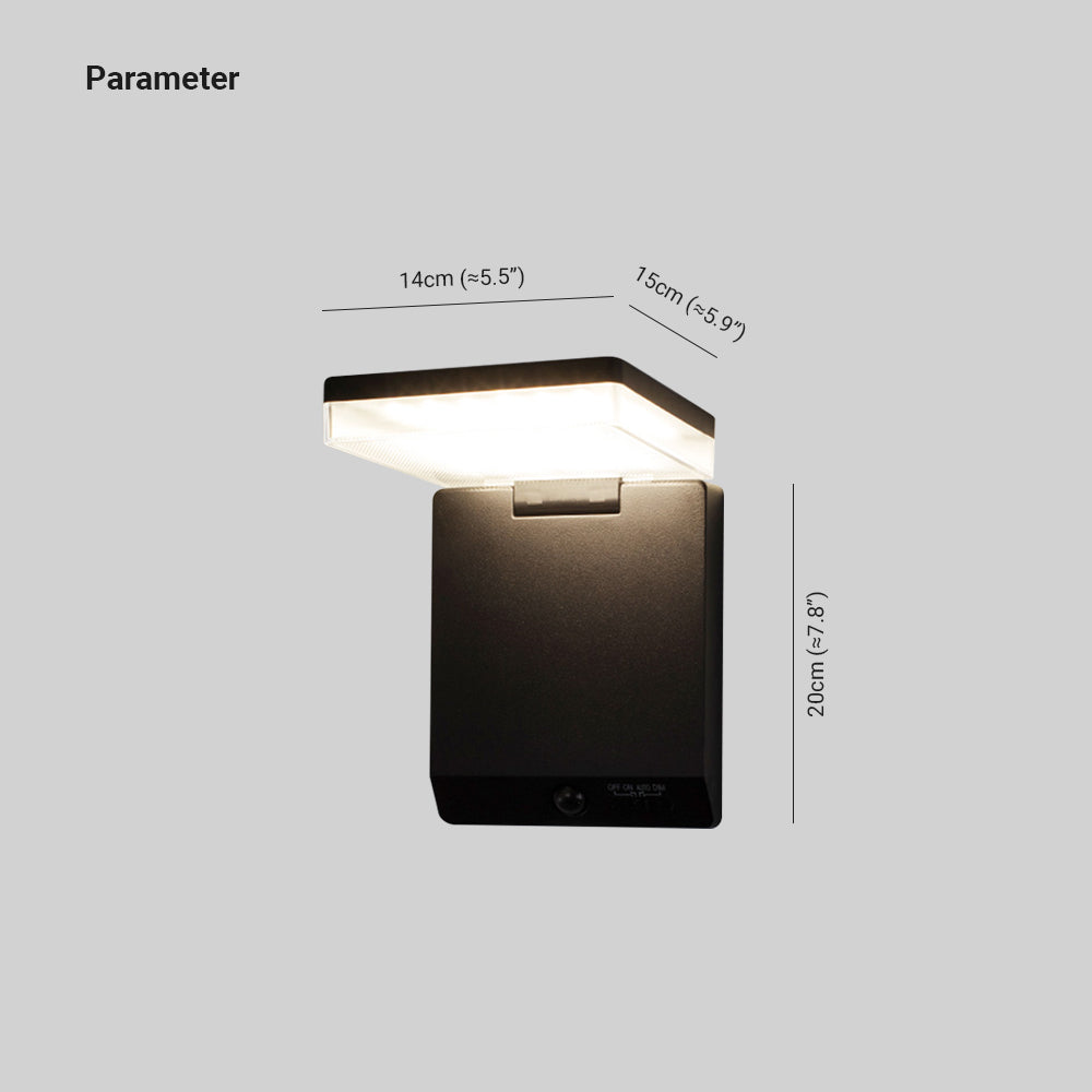 Ray Modern Minimalist Right-Angle Acrylic Sensor Solar Waterproof Outdoor Wall Lamp, Black