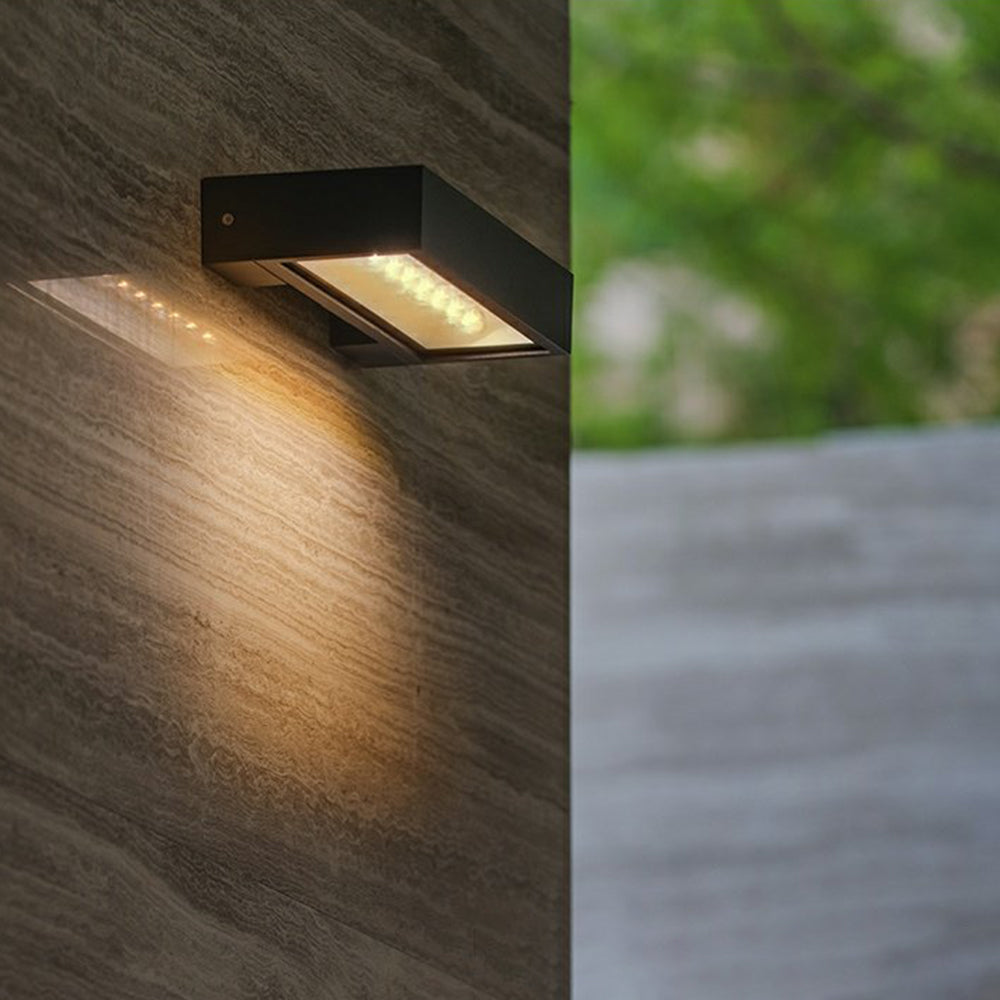 Ray Modern rectangular Solar Waterproof Outdoor Wall Lamp, Black