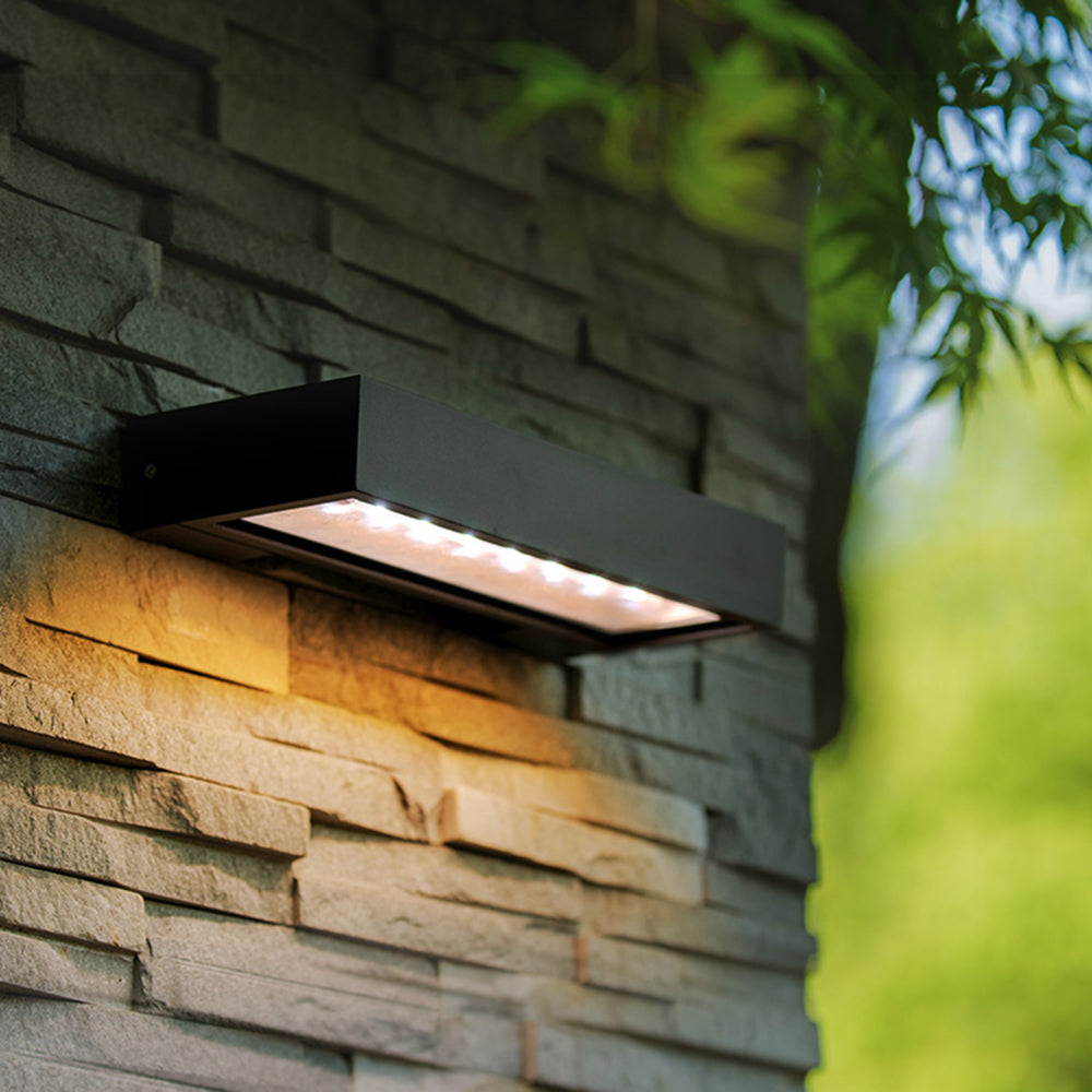 Ray Modern rectangular Solar Waterproof Outdoor Wall Lamp, Black