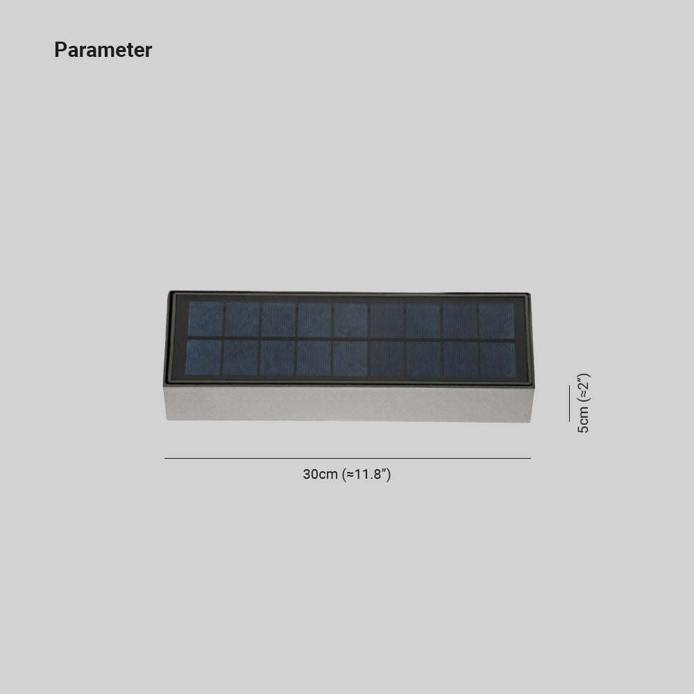 Ray Modern rectangular Solar Waterproof Outdoor Wall Lamp, Black