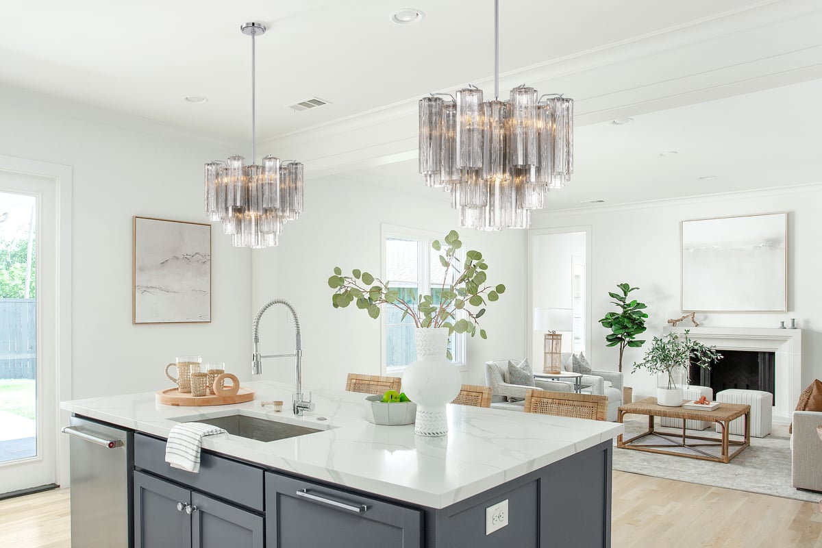 Aurora Murano Chandelier Glass Tube Layered Amber - Neutralighting