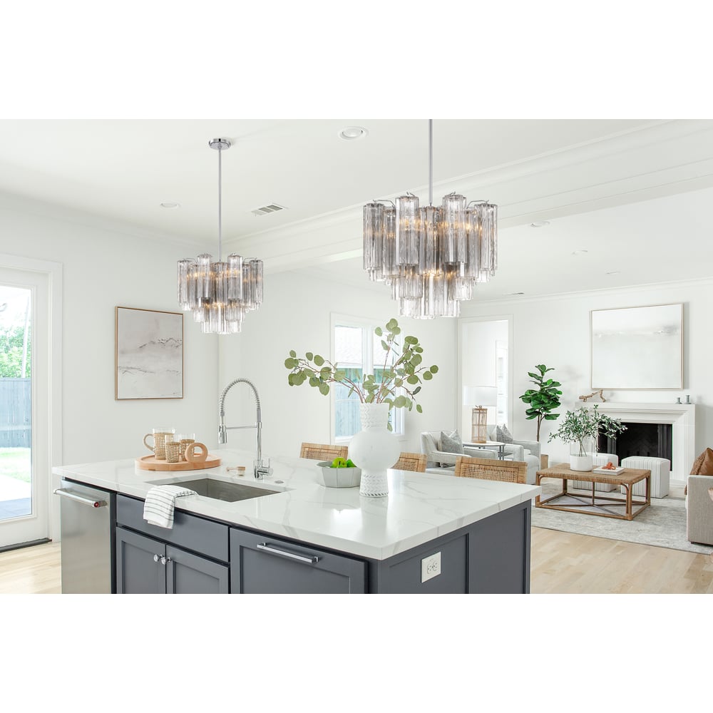 Aurora Murano Chandelier Glass Tube Layered Amber - Neutralighting