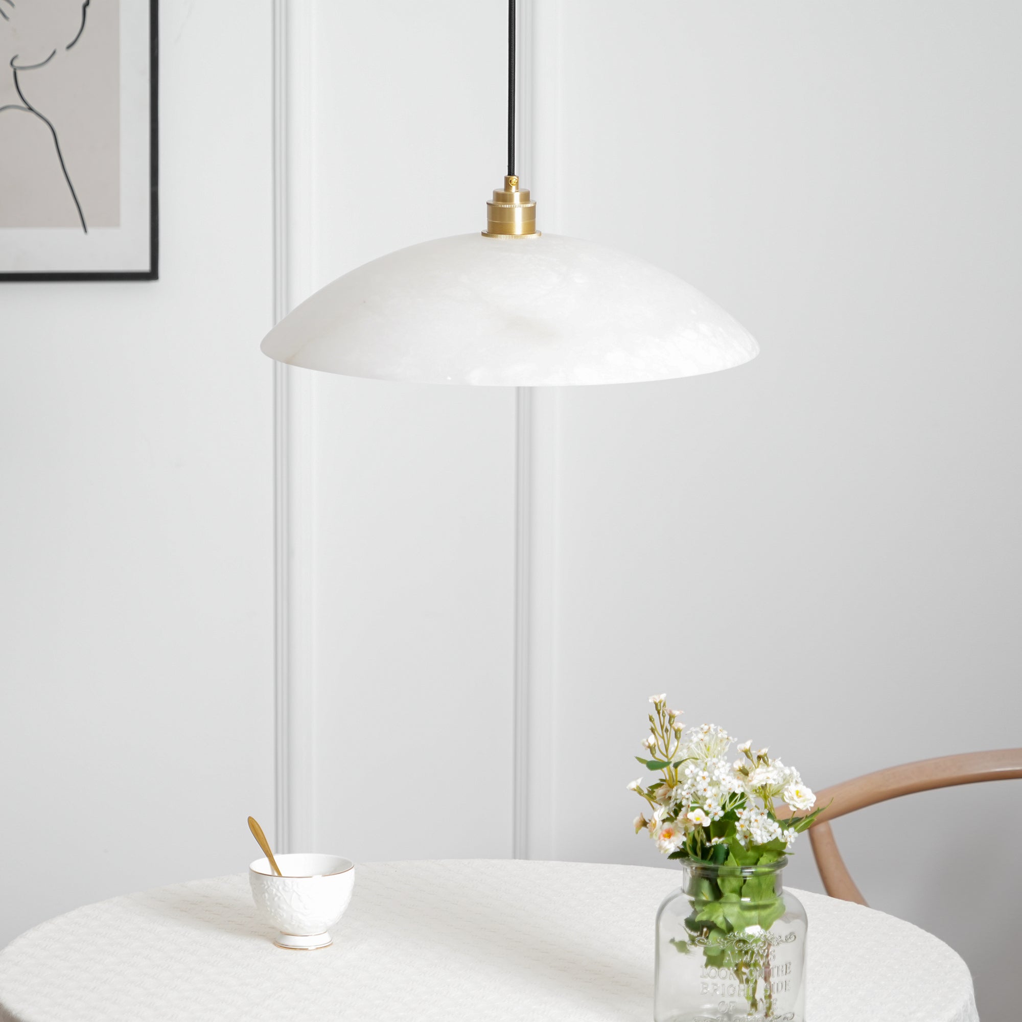 Nerea Minimalist Alabaster Pendant Light - Letslighting
