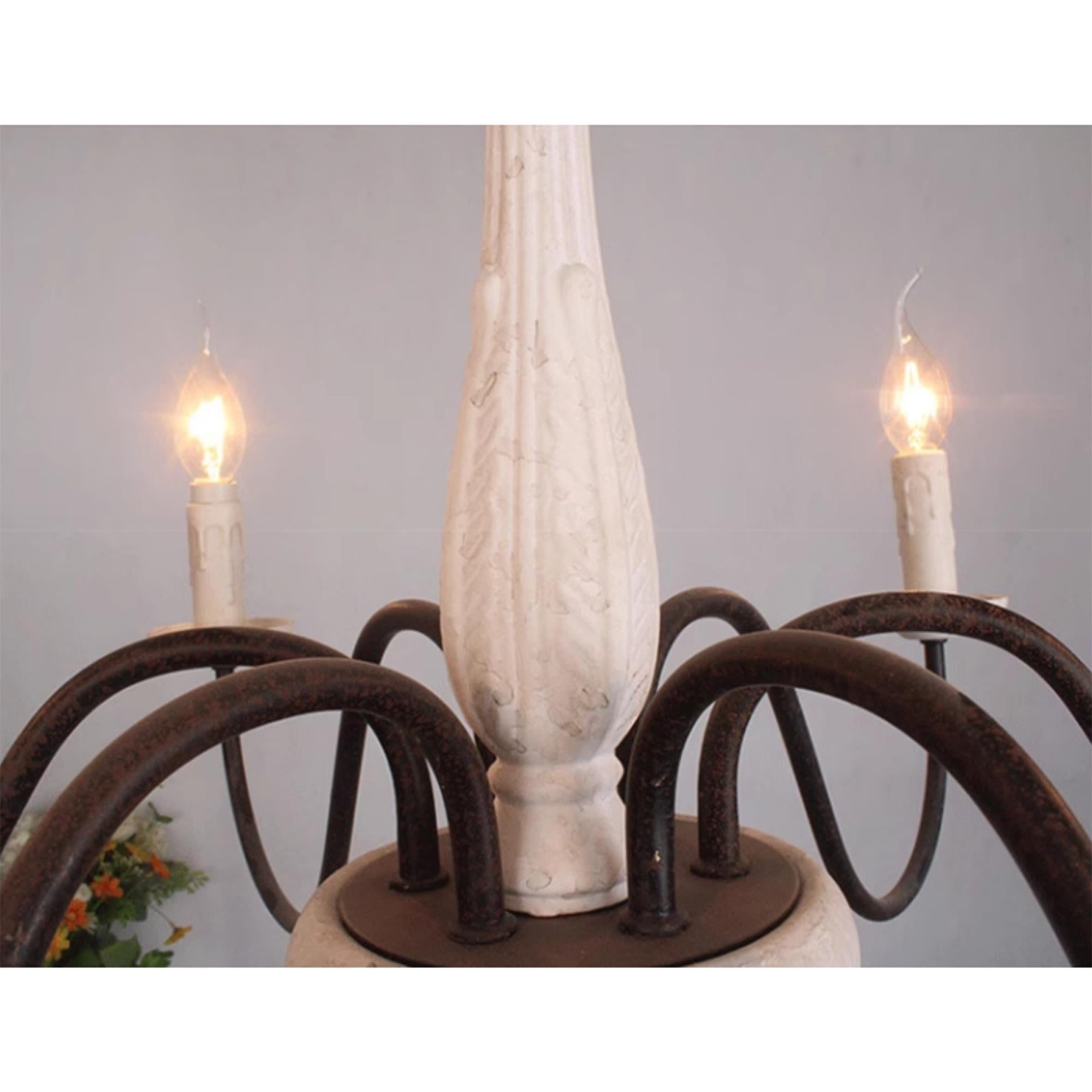 Ljomuvyi Traditional Farmhouse Metal Wood Chandelier - Neutralighting