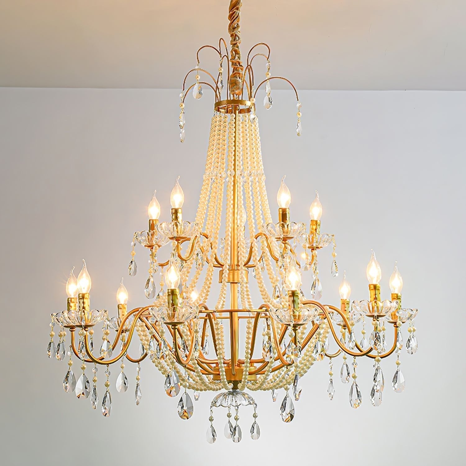 Eurvaros Vintage Crystal Brass Chandelier - Letslighting