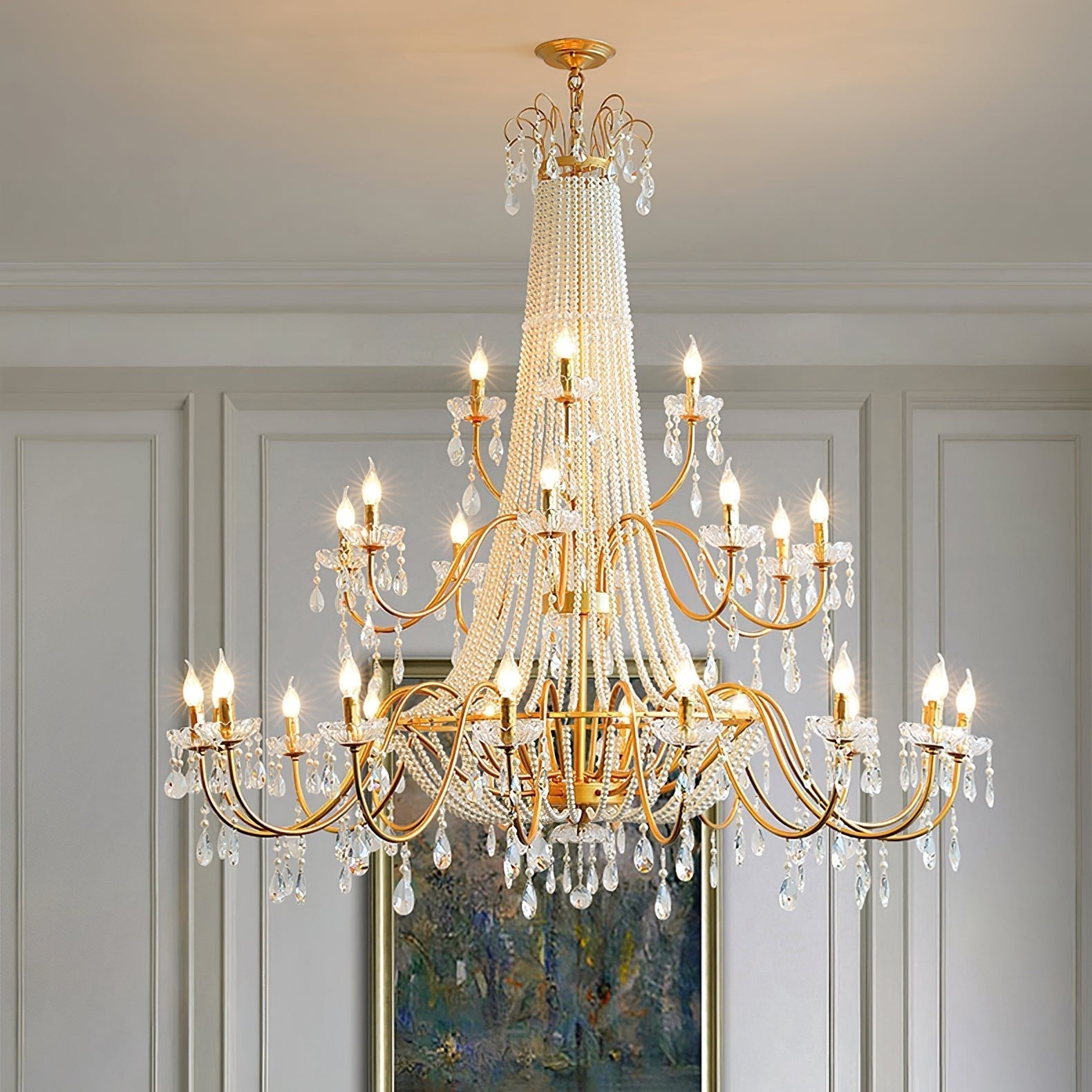 Eurvaros Vintage Crystal Brass Chandelier - Letslighting