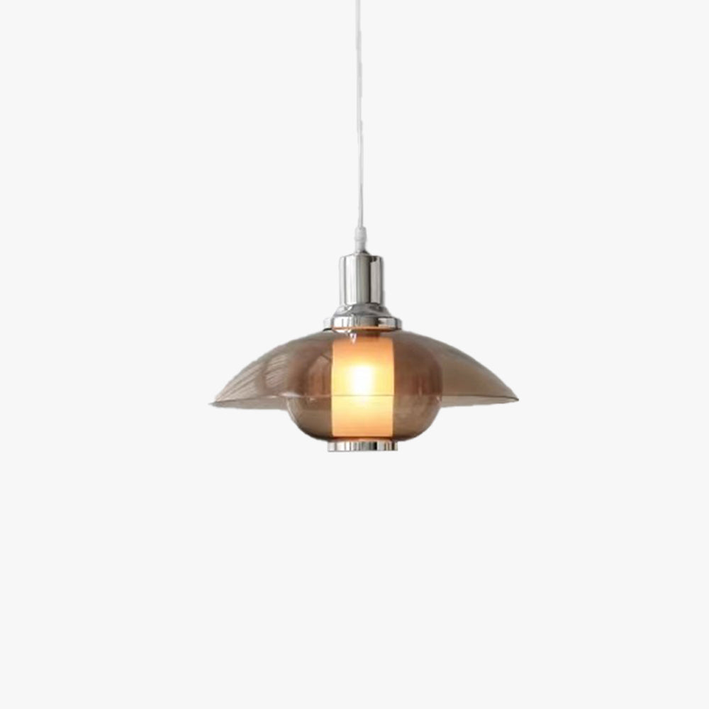 Arisha Modern Round LED Pendant Light Brown Glass Living Room