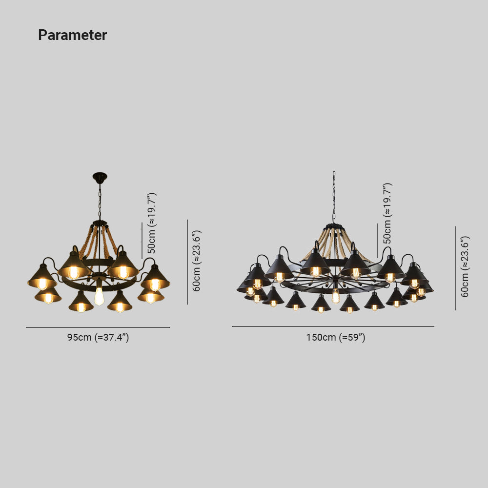 Epoch Vintage Industrial Rope Chandelier Living Room