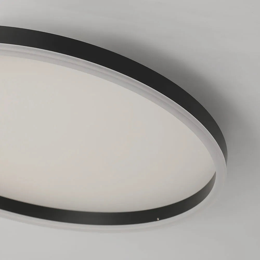 Arisha Minimalist Ring Metal Flush Mount Ceiling Light, Black