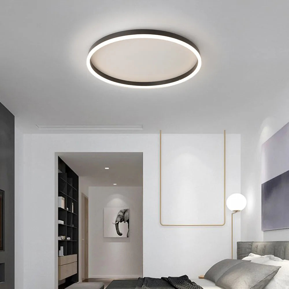 Arisha Minimalist Ring Metal Flush Mount Ceiling Light, Black