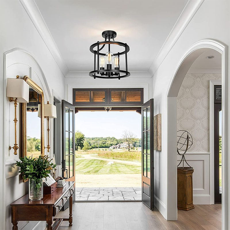 Austin Flush Mount Ceiling Light Lantern Industrial