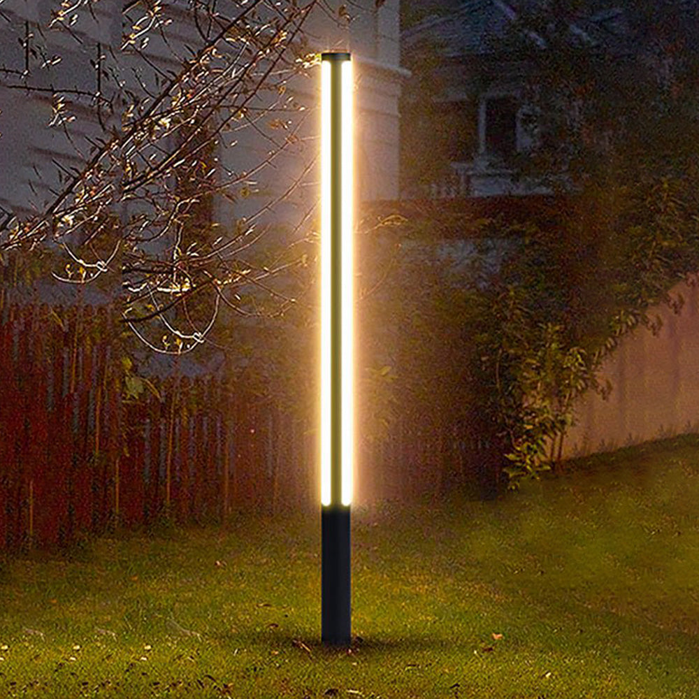 Ray Column Double Light Strip Outdoor Path Light, Black