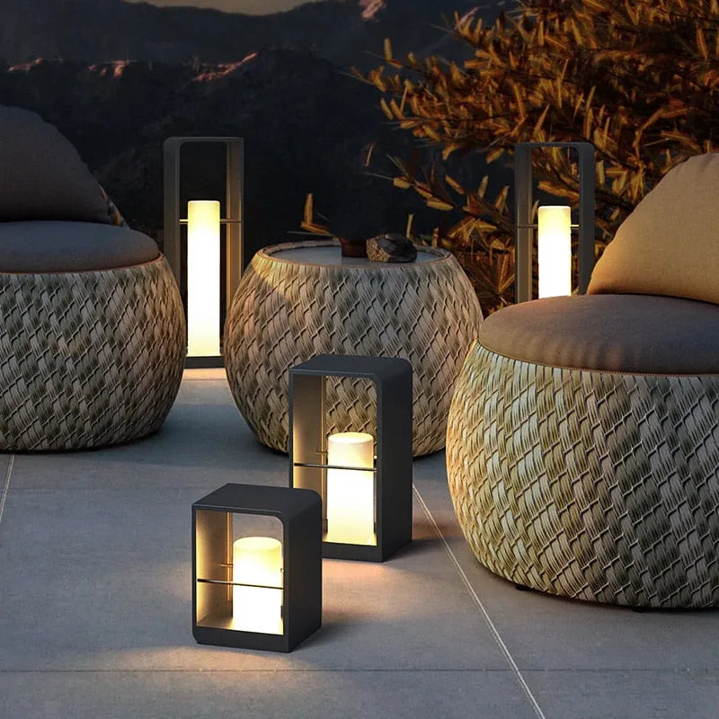 Ray Minimalist Rectangular Solar Power Outdoor Path Lighting, Black