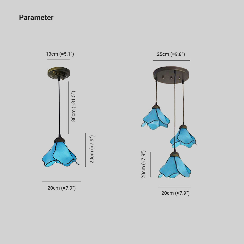 Arisha Flower Resin Pendant Light, Blue/Pink, 1/3 Heads
