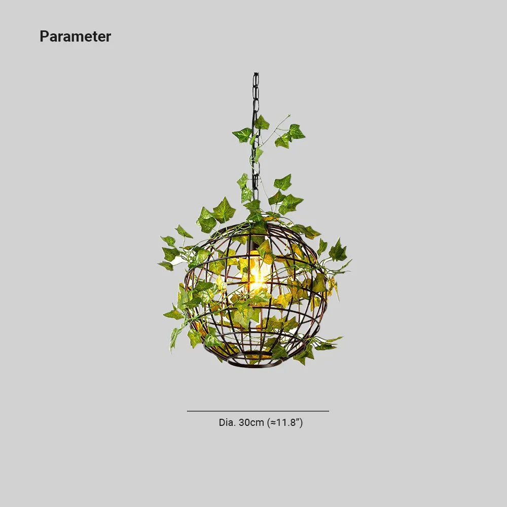 Ritta Rustic Plant Art Deco Globe Vine Pendant Light