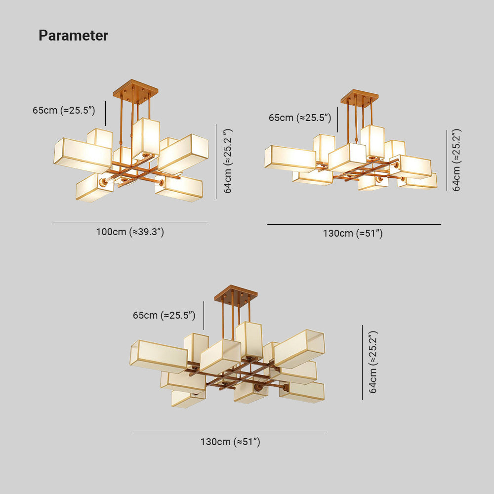 Arisha Pendant Light Square Retro, Metal/Fabric, Black/Gold, Living Room