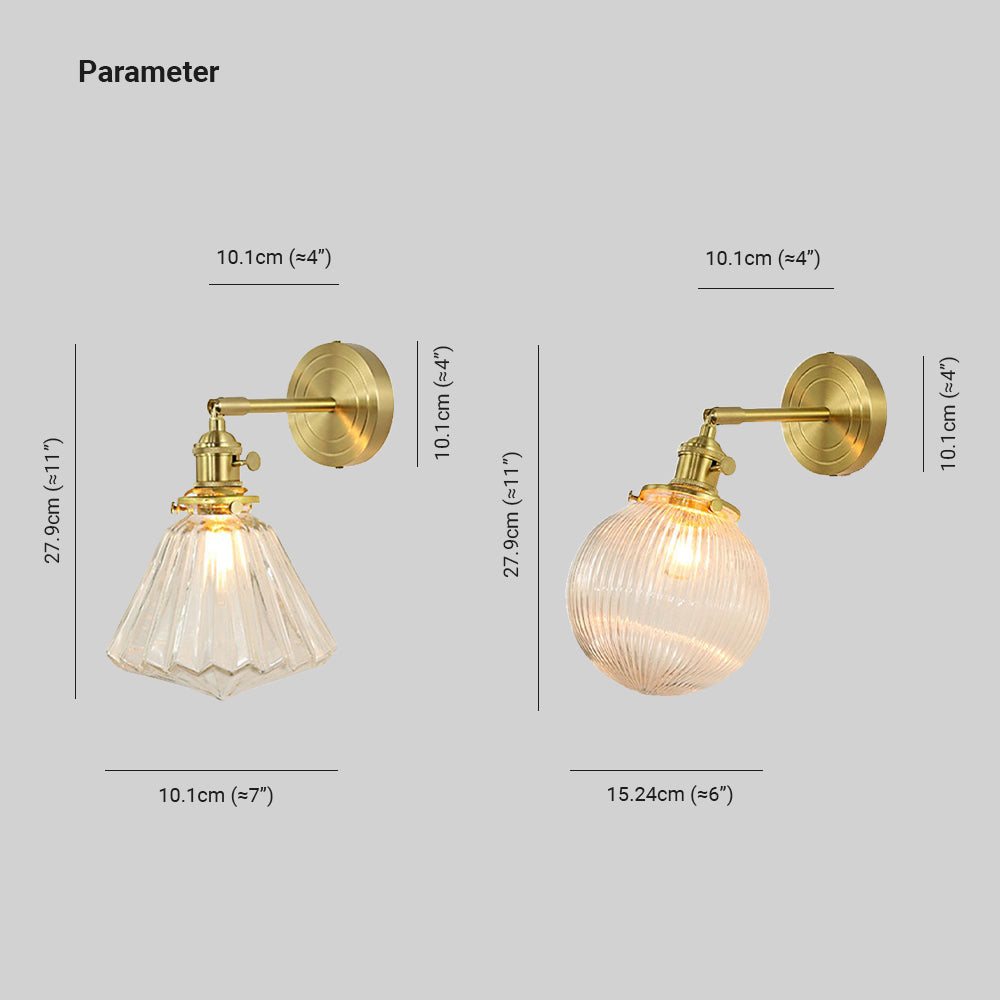 Valentina Luxury Globe/Flower Glass Vanity Wall Lamp, Gold, Bedroom