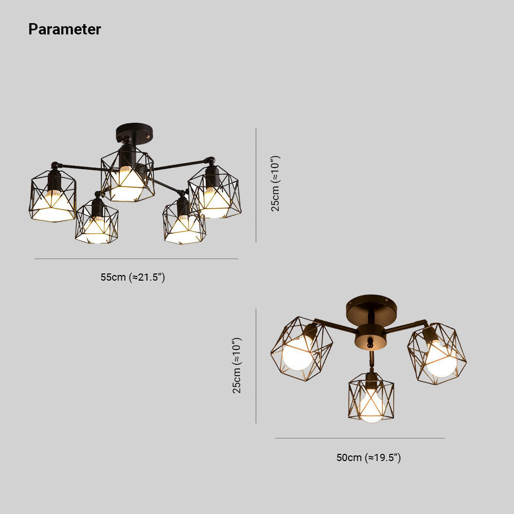 Arisha Black Semi-Flush Mount Ceiling Light