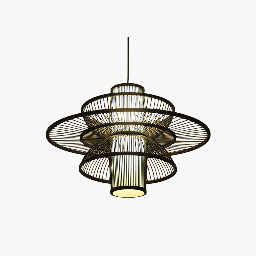 Muto Lotus-Shaped Rattan Pendant Light