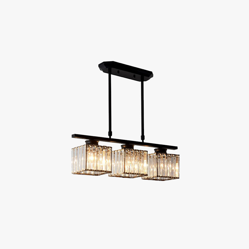 Kristy Crystal Square Pendant Light, Black & Gold, 3/4 Heads