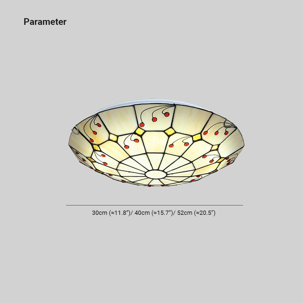 Tiffany Rustic Glass Flush Mount Ceiling Light, White, Kitchen
