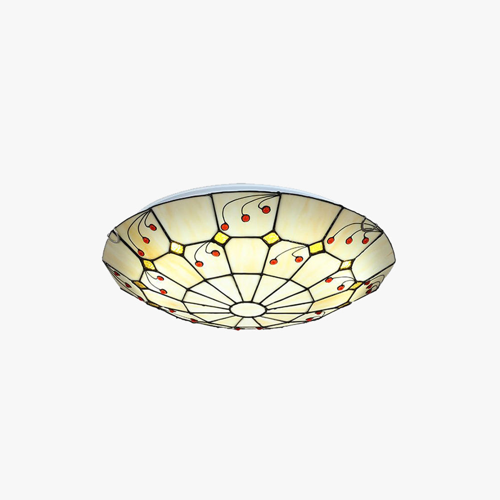 Tiffany Rustic Glass Flush Mount Ceiling Light, White, Kitchen