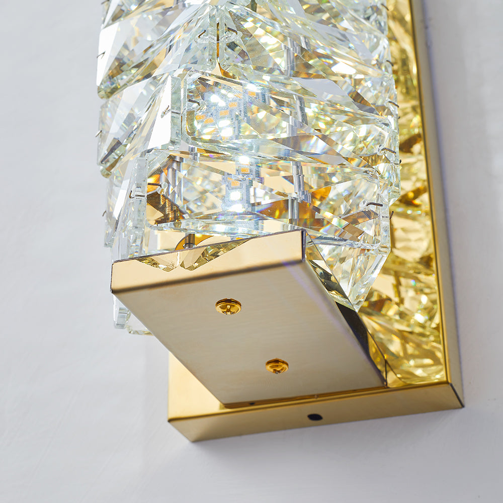 Kristy Modern Rectangular Vanity Metal Crystal LED Wall Lamp