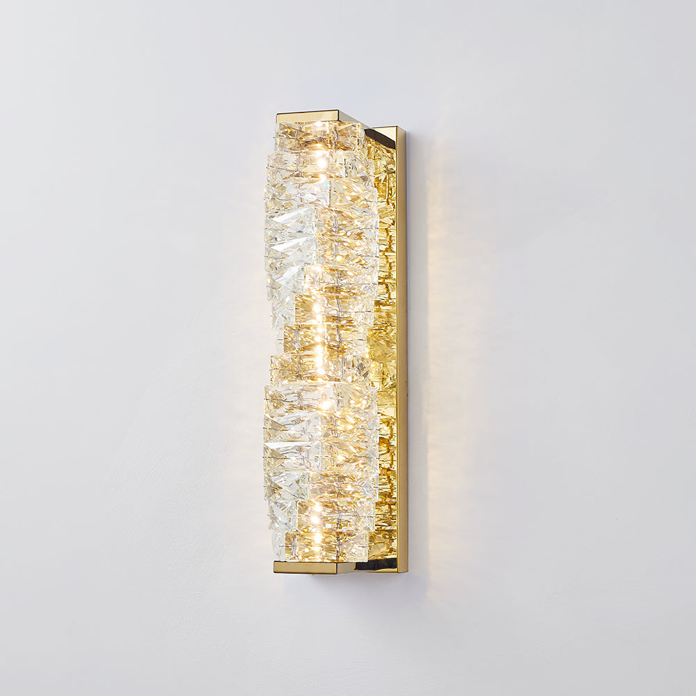 Kristy Modern Rectangular Vanity Metal Crystal LED Wall Lamp