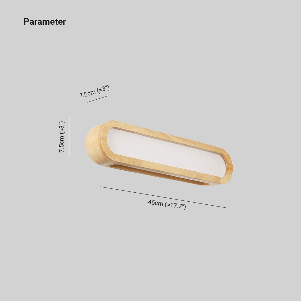 Muto Rectangular Wooden Energy Saving Oblong Wall Lamp