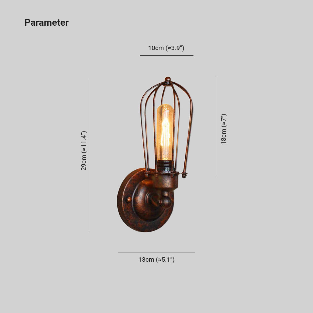 Silva Vintage Iron Wall Lamp, Black/Rust/Bronze/Gold/Silver
