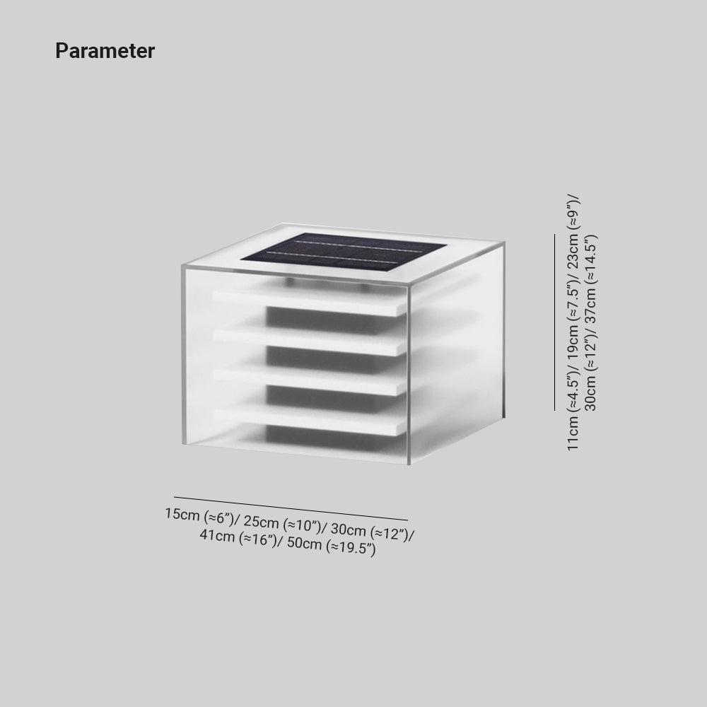 Ray Modern Rectangular Metal Acrylic Outdoor Solar Lamp, Black