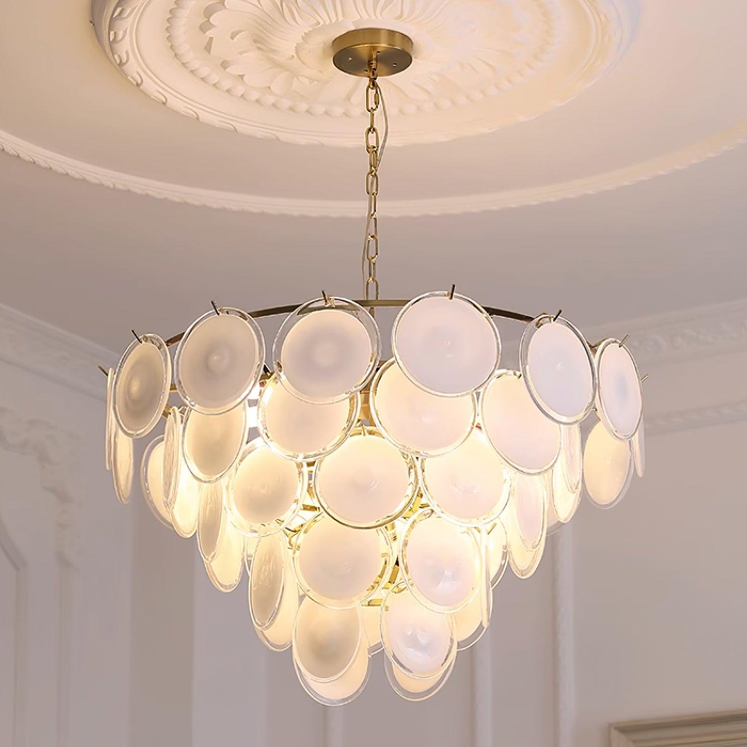 Esona Cascading Frosted Glass Discs Chandelier - Neutralighting