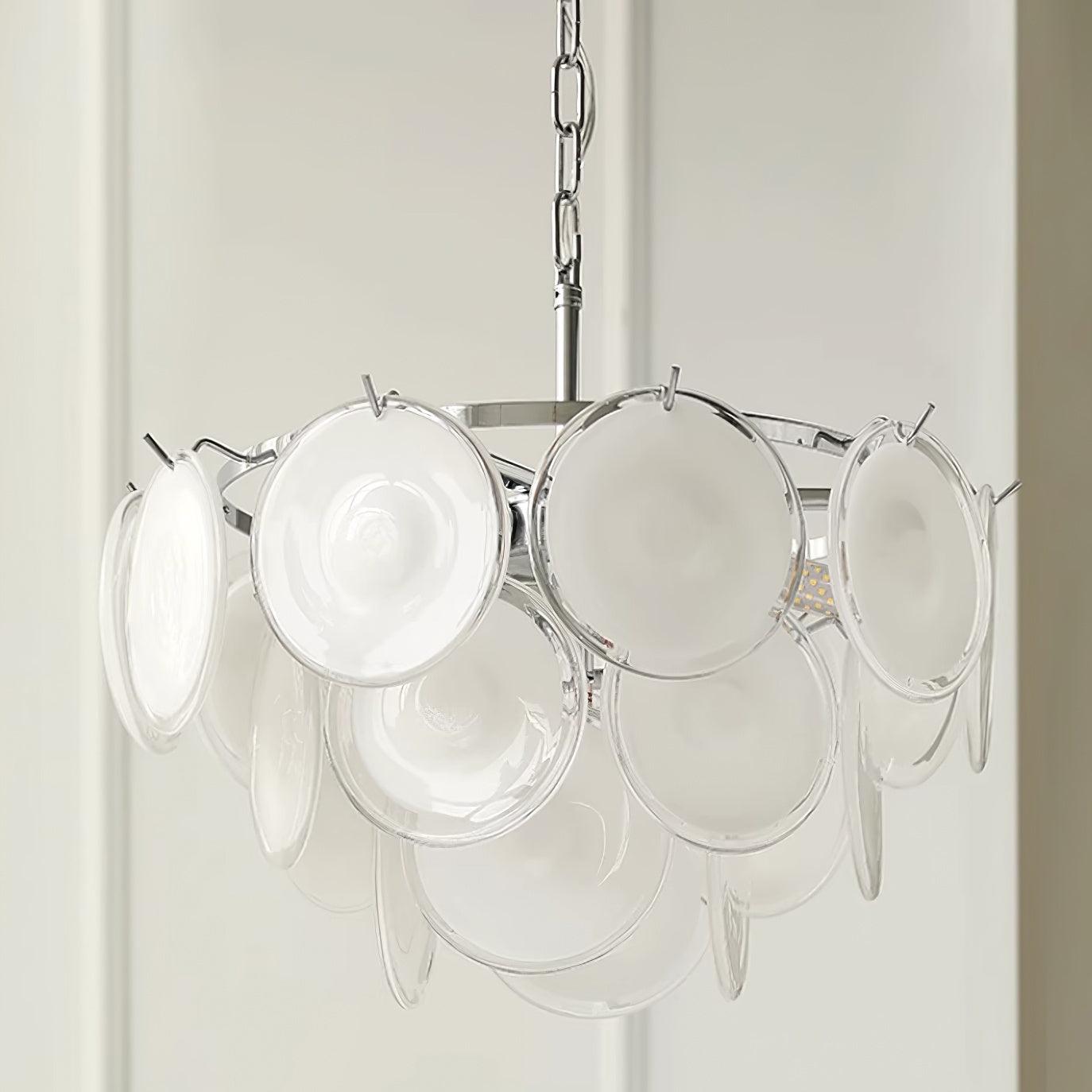 Esona Cascading Frosted Glass Discs Chandelier - Neutralighting