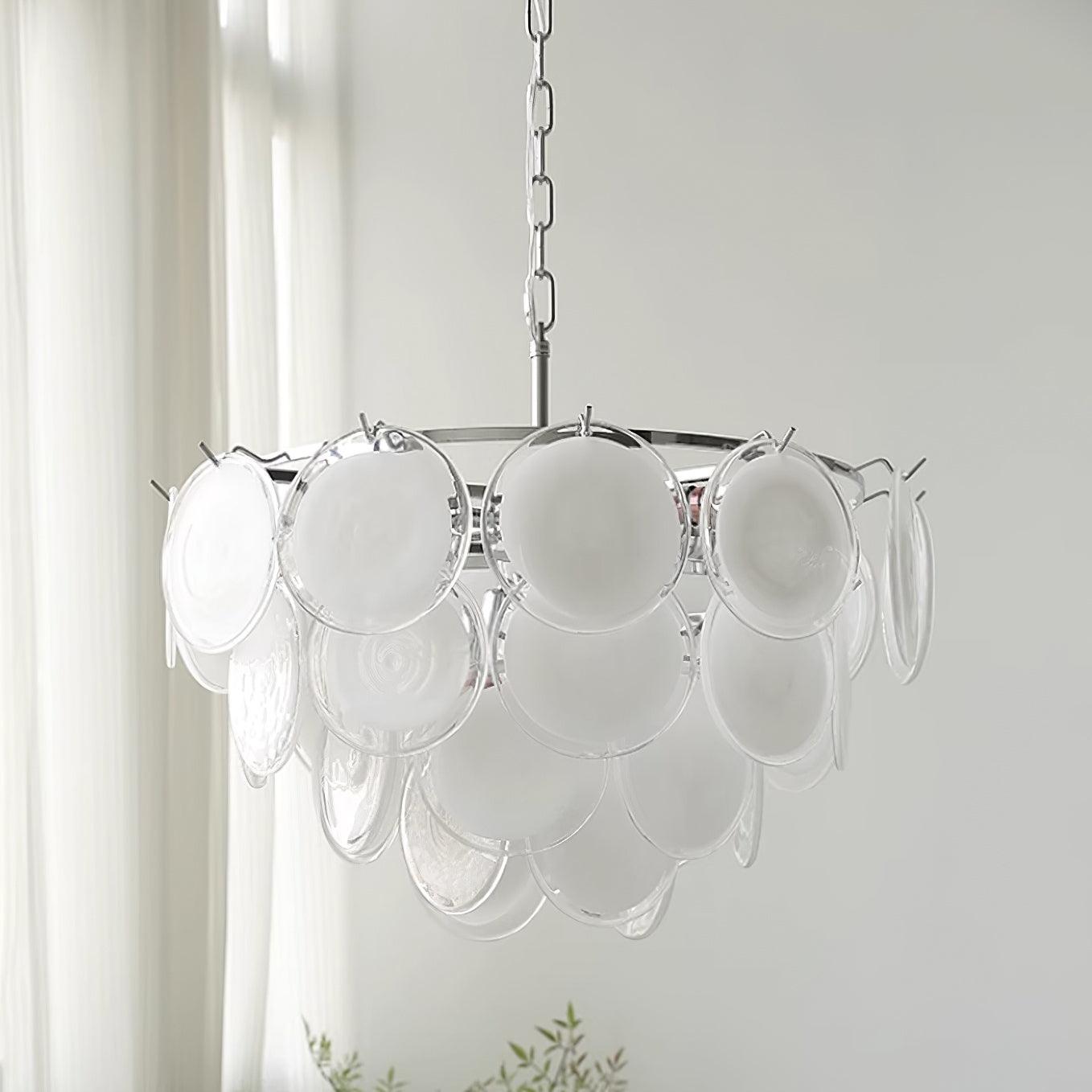 Esona Cascading Frosted Glass Discs Chandelier - Neutralighting