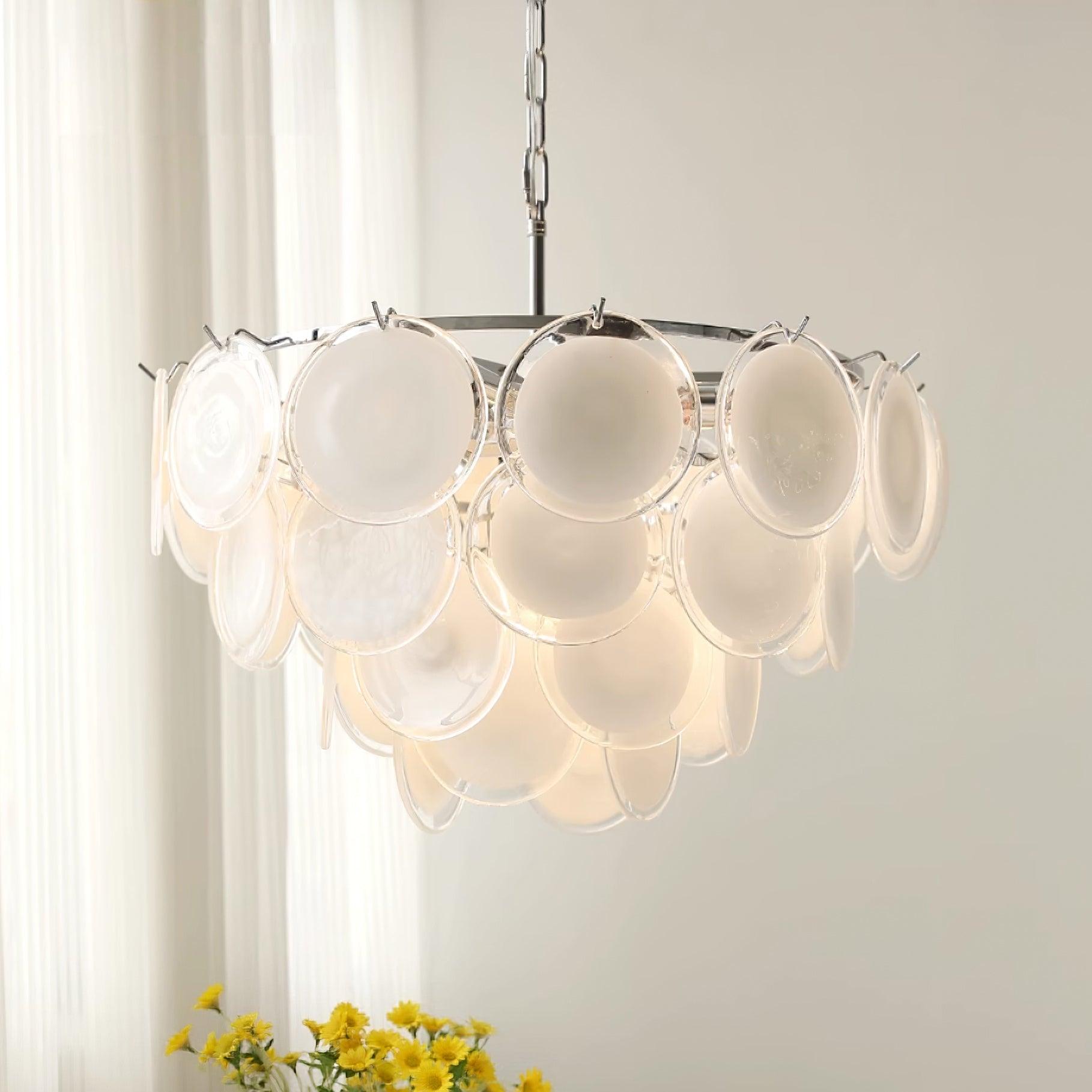 Esona Cascading Frosted Glass Discs Chandelier - Neutralighting