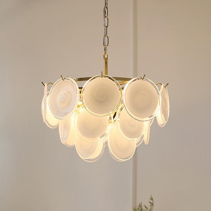 Esona Cascading Frosted Glass Discs Chandelier - Neutralighting