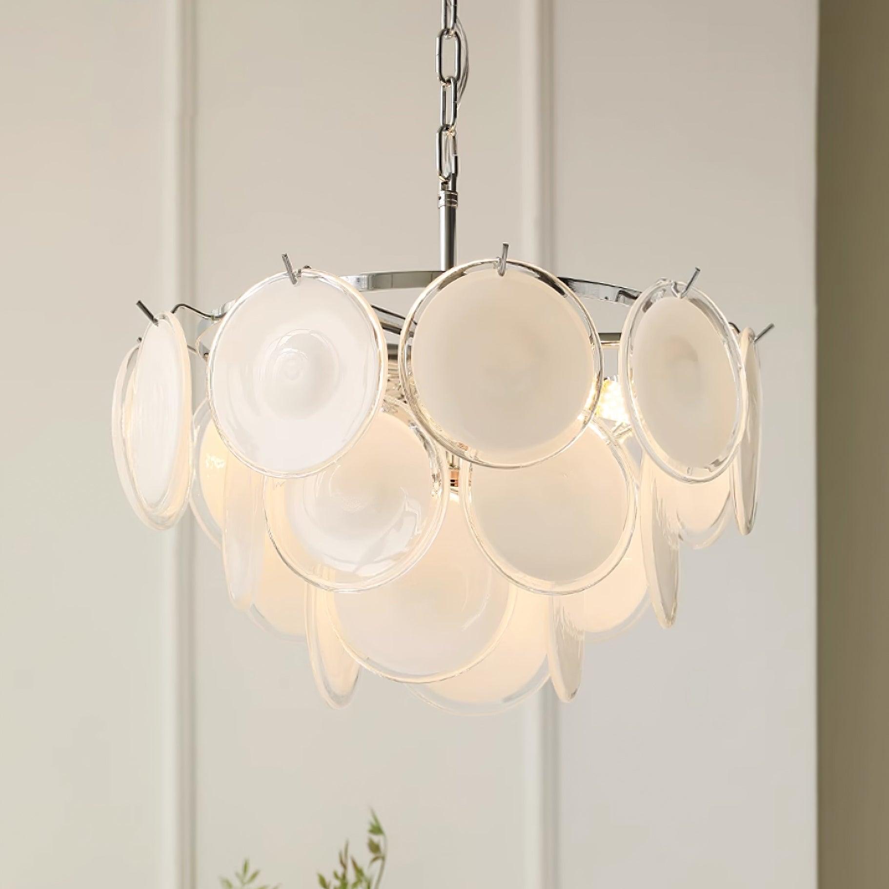 Esona Cascading Frosted Glass Discs Chandelier - Neutralighting