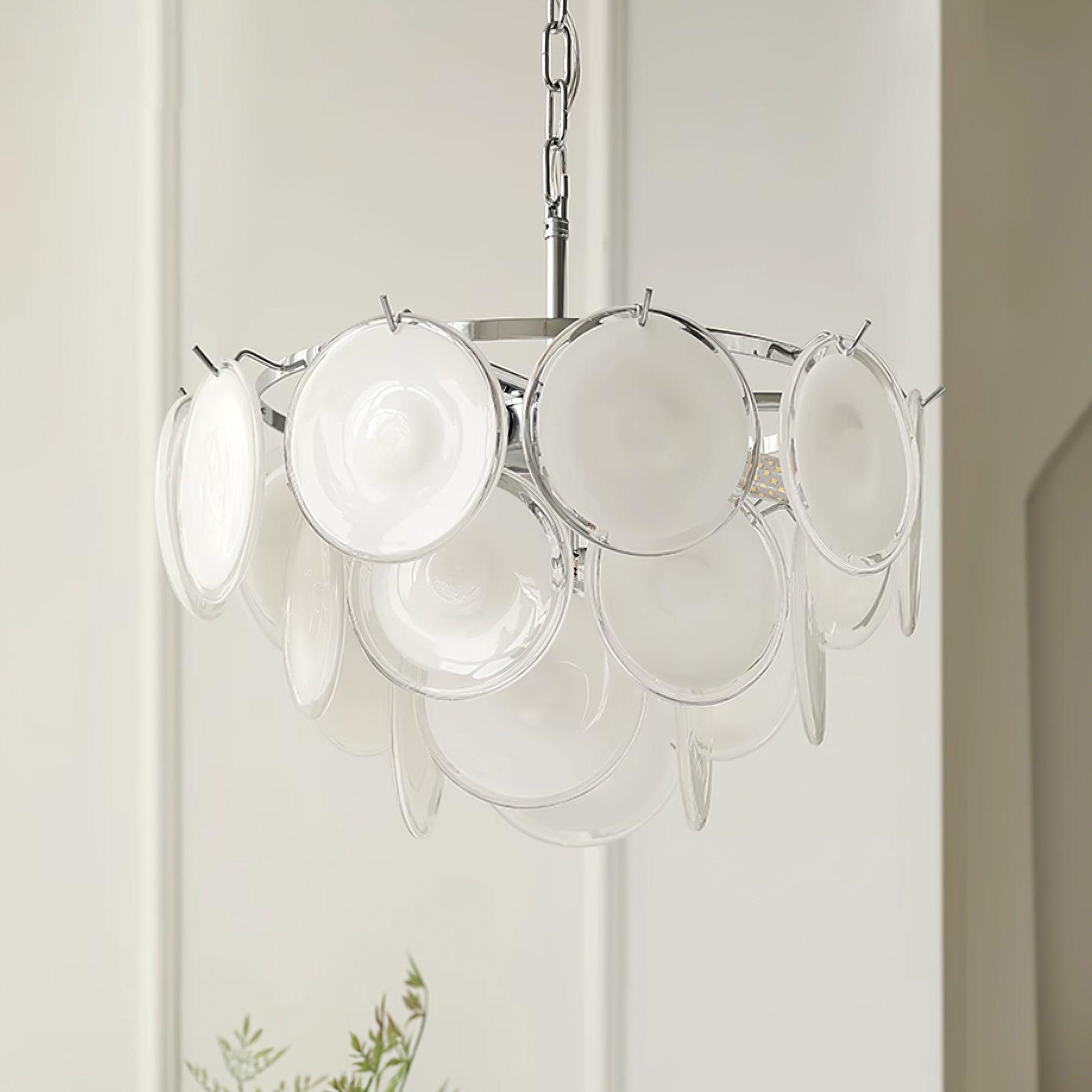 Esona Cascading Frosted Glass Discs Chandelier - Neutralighting
