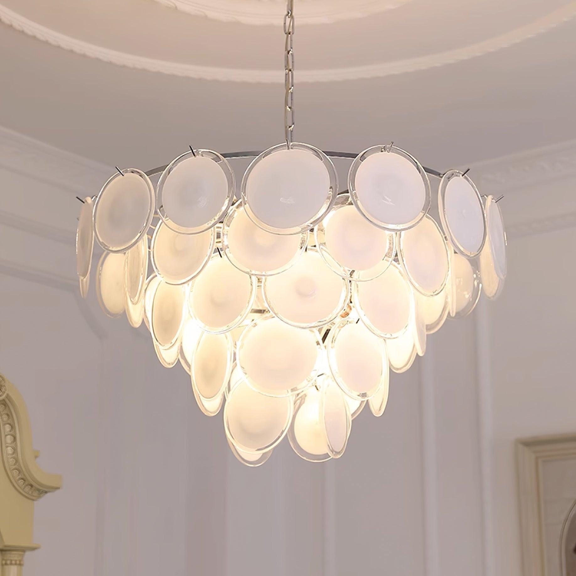 Esona Cascading Frosted Glass Discs Chandelier - Neutralighting
