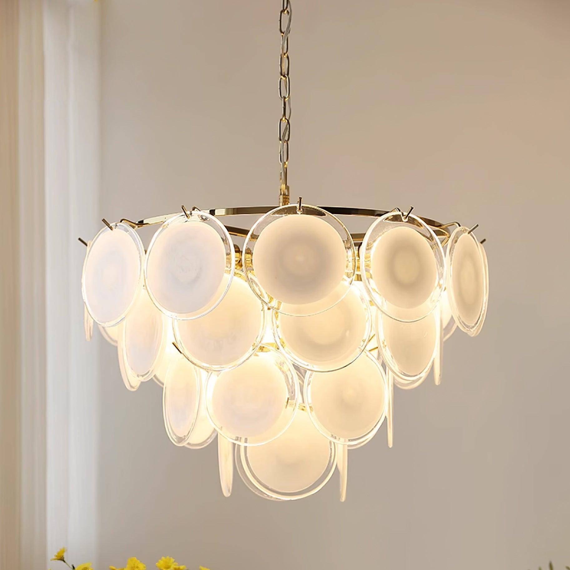 Esona Cascading Frosted Glass Discs Chandelier - Neutralighting
