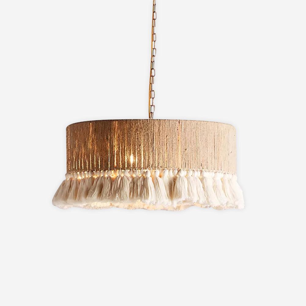 Pendant Lamp Cotton Yarn Shade Ruffled Fringe Boho Handmade - Neutralighting