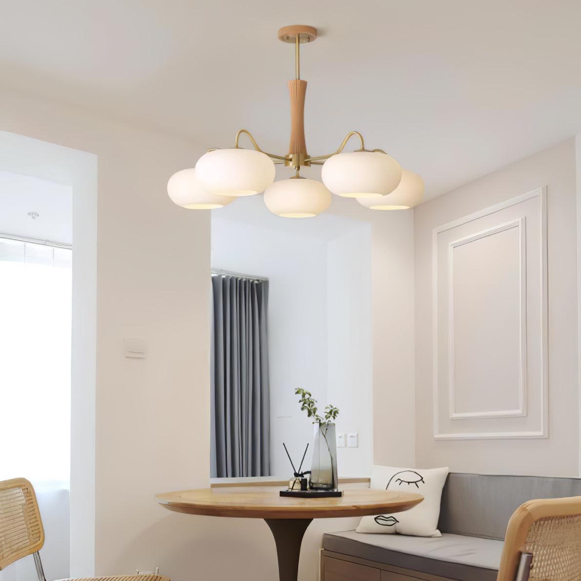 Lustra Chandelier Brass Wooden Persimmon - Letslighting