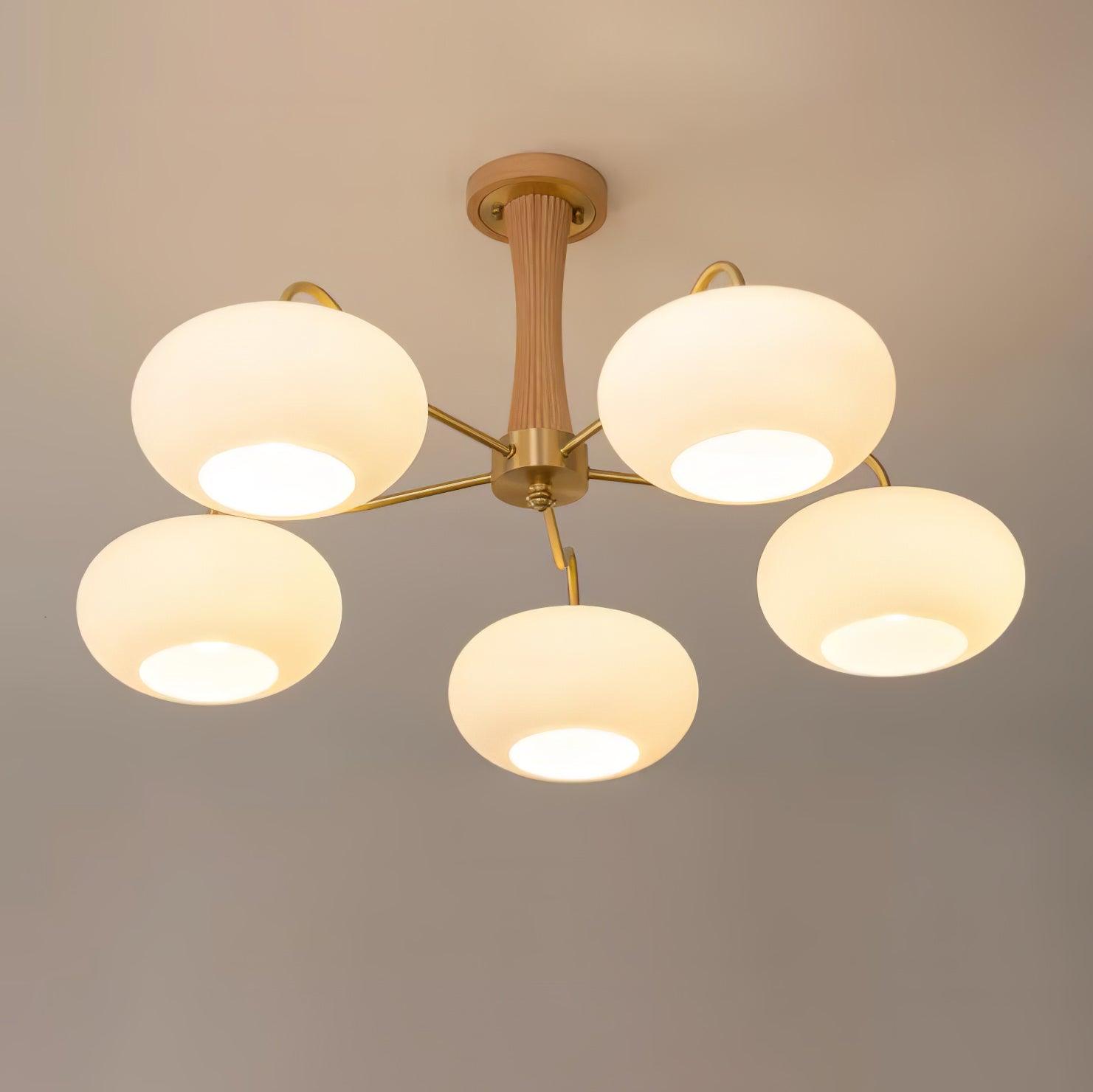 Lustra Chandelier Brass Wooden Persimmon - Letslighting