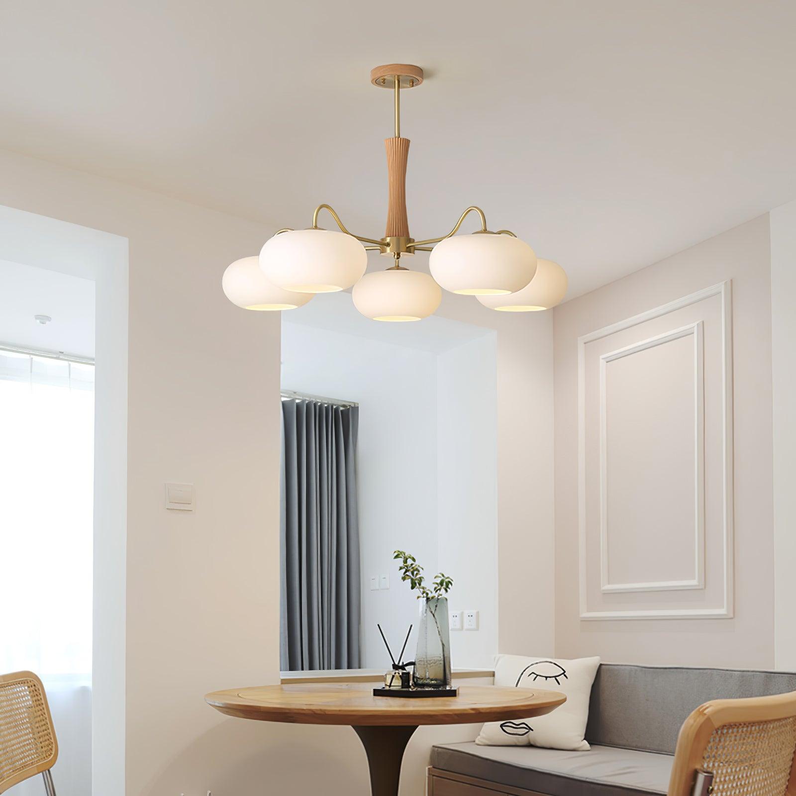 Lustra Chandelier Brass Wooden Persimmon - Letslighting