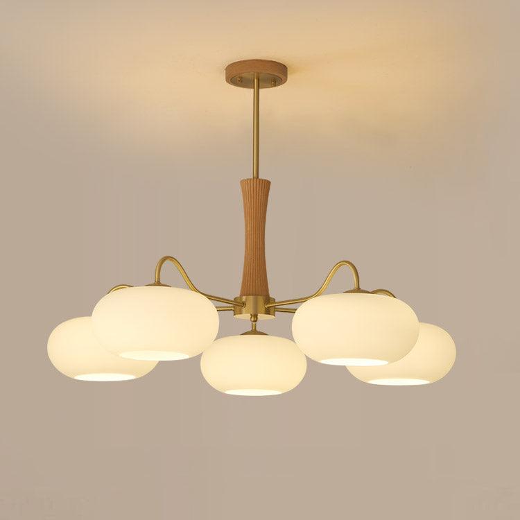 Lustra Chandelier Brass Wooden Persimmon - Letslighting