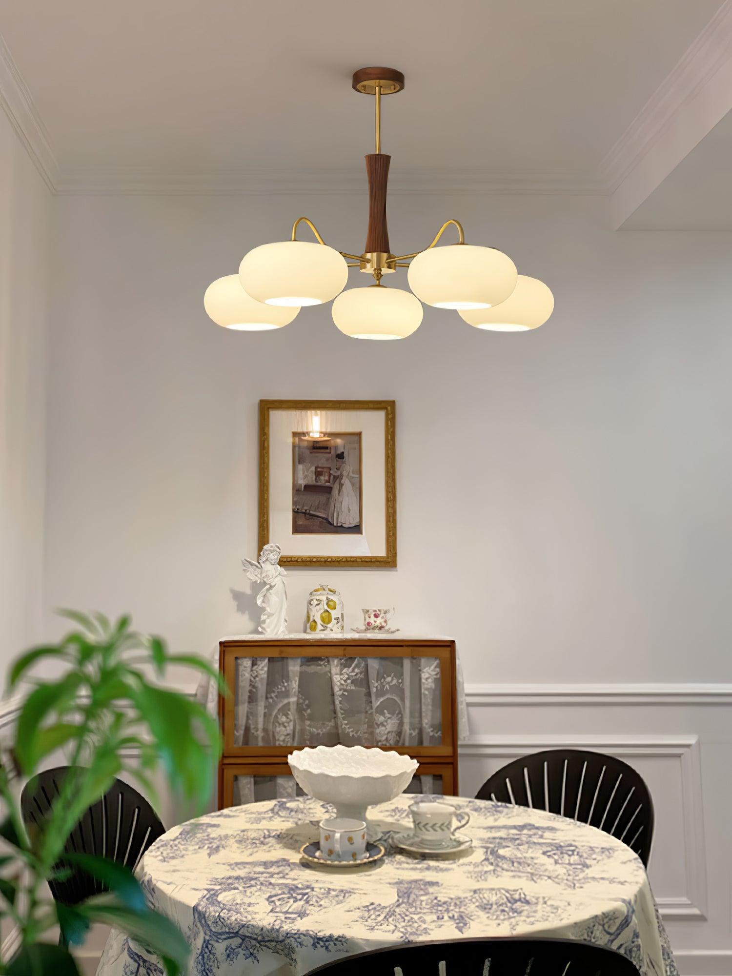 Lustra Chandelier Brass Wooden Persimmon - Letslighting