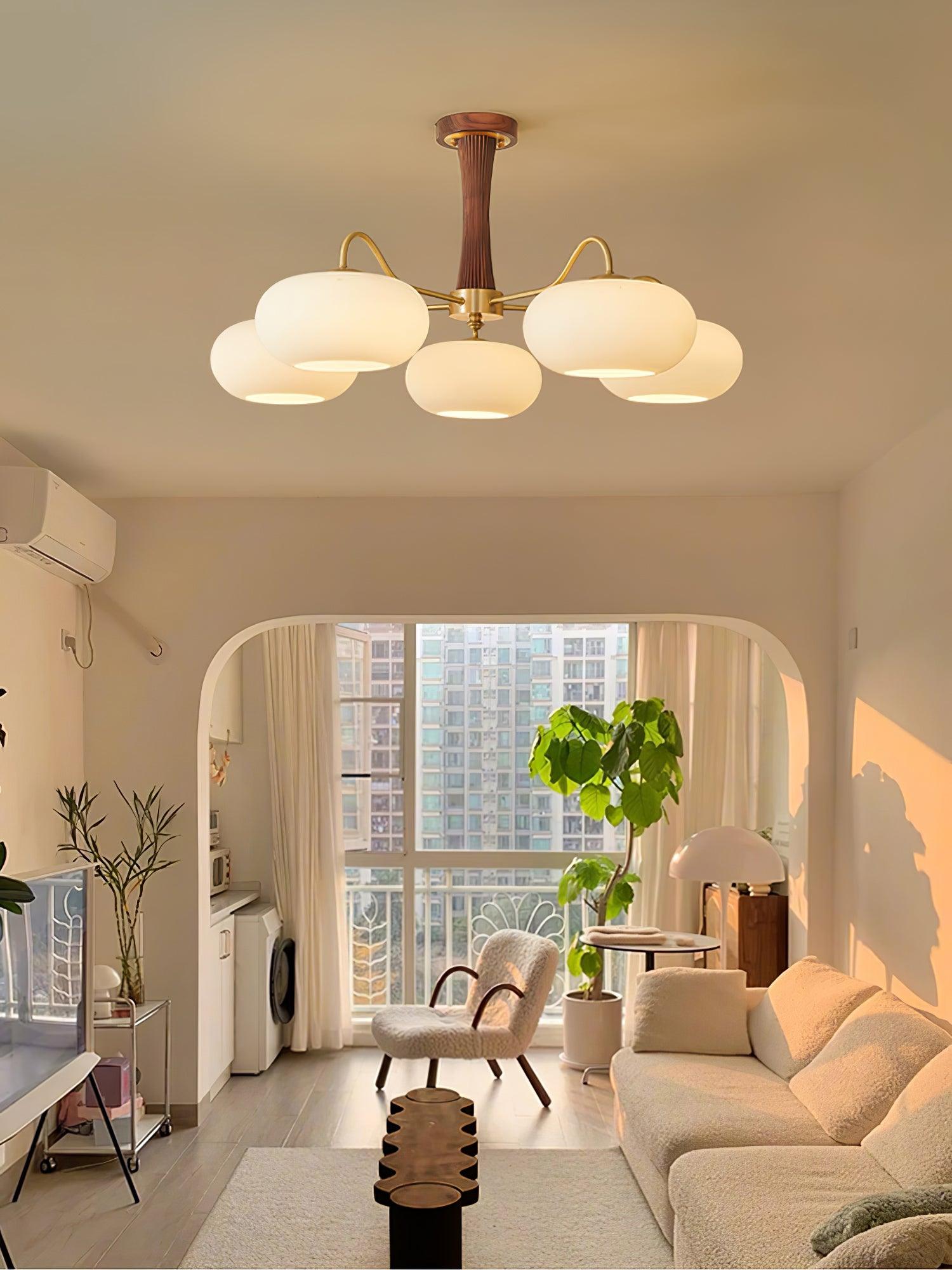 Lustra Chandelier Brass Wooden Persimmon - Letslighting